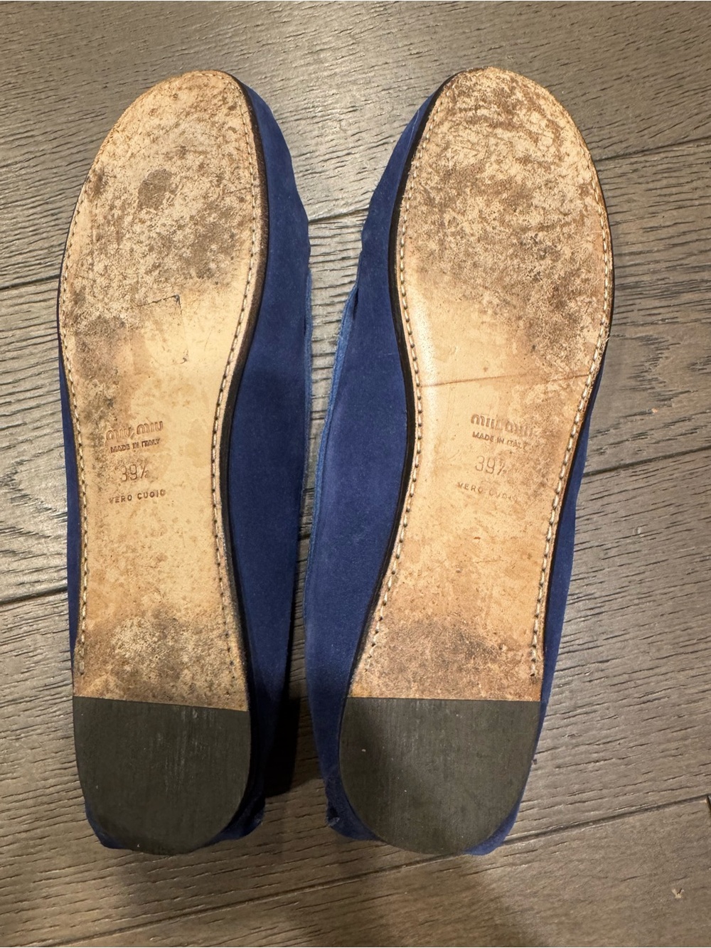 Vintage Miu Miu Navy Suede Beaded Moccasin Loafers 39.5 - Picture 5 of 7
